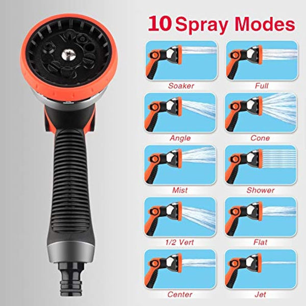 Expandable Hose Pipe 100FT, Upgraded 3-Layer Latex No-Kink Flexible Garden Hose, 3/4"&1/2" Metal Connectors, 10 Function Spray Nozzle, Water Hose for Gardening, Washing & Cleaning (100ft/30m)