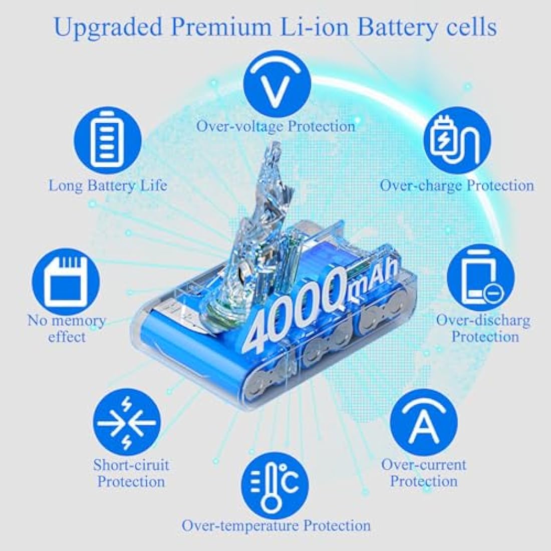 DTK Battery Replacement for Dyson V7 Battery SV11 Vacuum Cleaner fluffy Motorhead trigger animal plus Mattress Cordless 21.6V 4000mAh