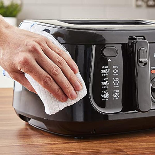 Swan SD6080BLKN 2.5 Litre Deep Fat Fryer with Viewing Window, Adjustable temperature controls, Easy Clean, 1800W, Black