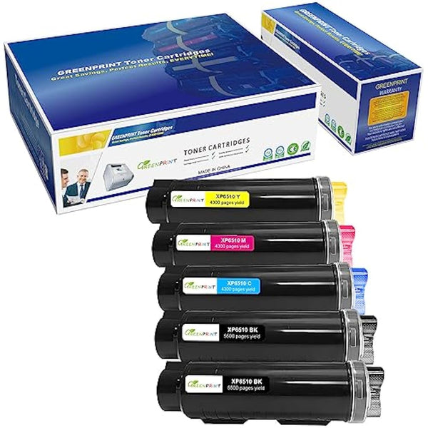 5 Packs Compatible Toner Cartridges 6510 6515【Extra High Yield】5500 Pages BK 4300 Pages C M Y for Xerox Phaser 6510n 6510dn 6510dni 6510dnm 6515n 6515dn 6515dni 6515dnm Printer - Packaging May Vary