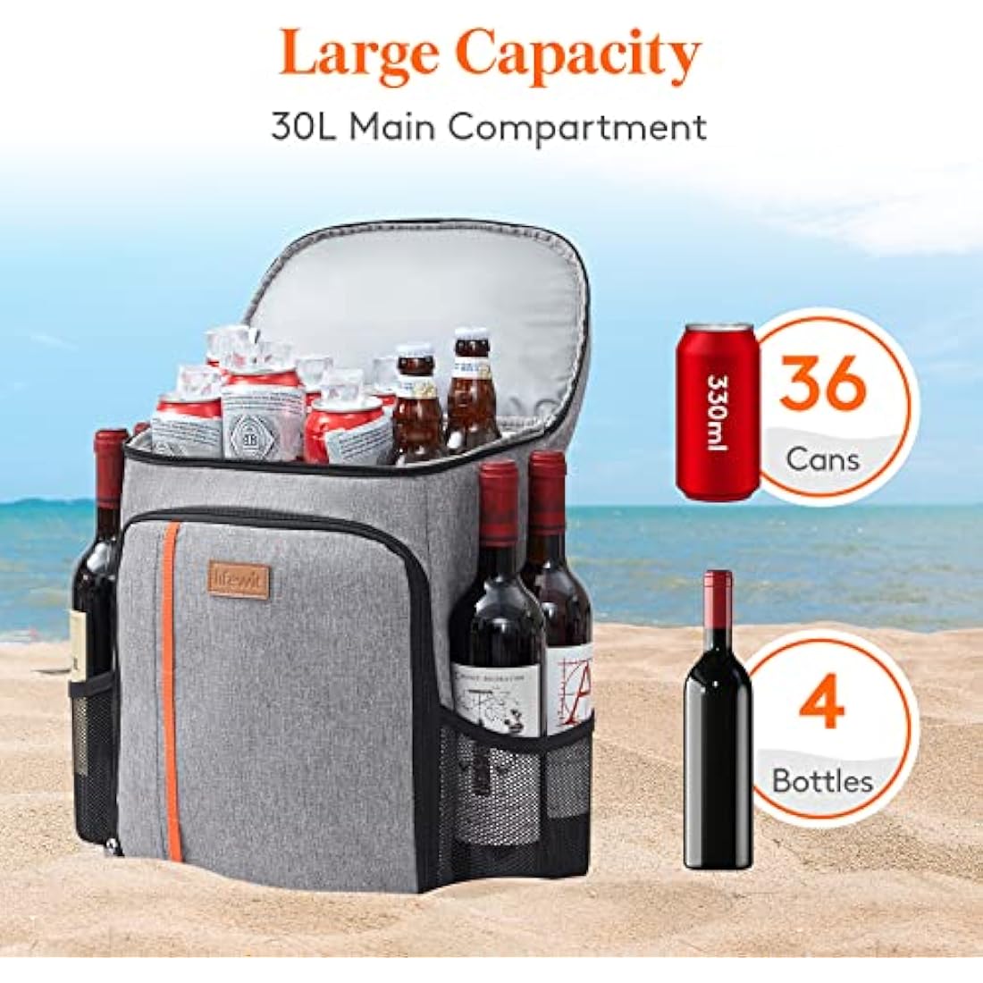 Lifewit Backpack Cooler Waterproof Insulated Soft Lunch Cooler Backpack Lightweight Leakproof Cooler Bag for Men Women Adults for Work Picnics Beach Camping Travel Outdoor Activities