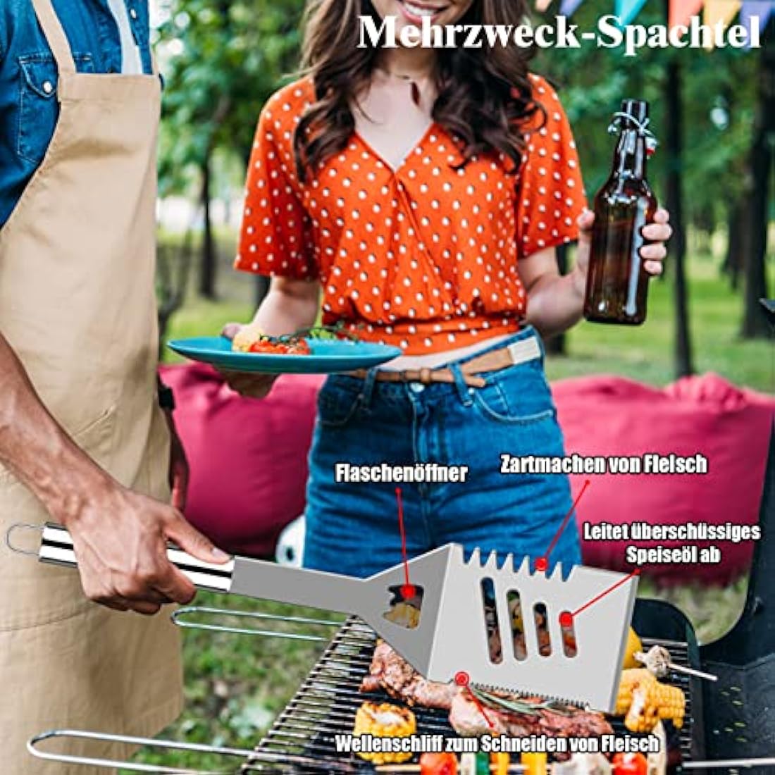 Grilliance 30pcs Stainless Steel Grill Tools Set for Men Gift Birthday, Heavy Duty BBQ Accessories Kit with Bag and Grill Mat, Portable Grilling Utensils for Outdoor Camping Silver