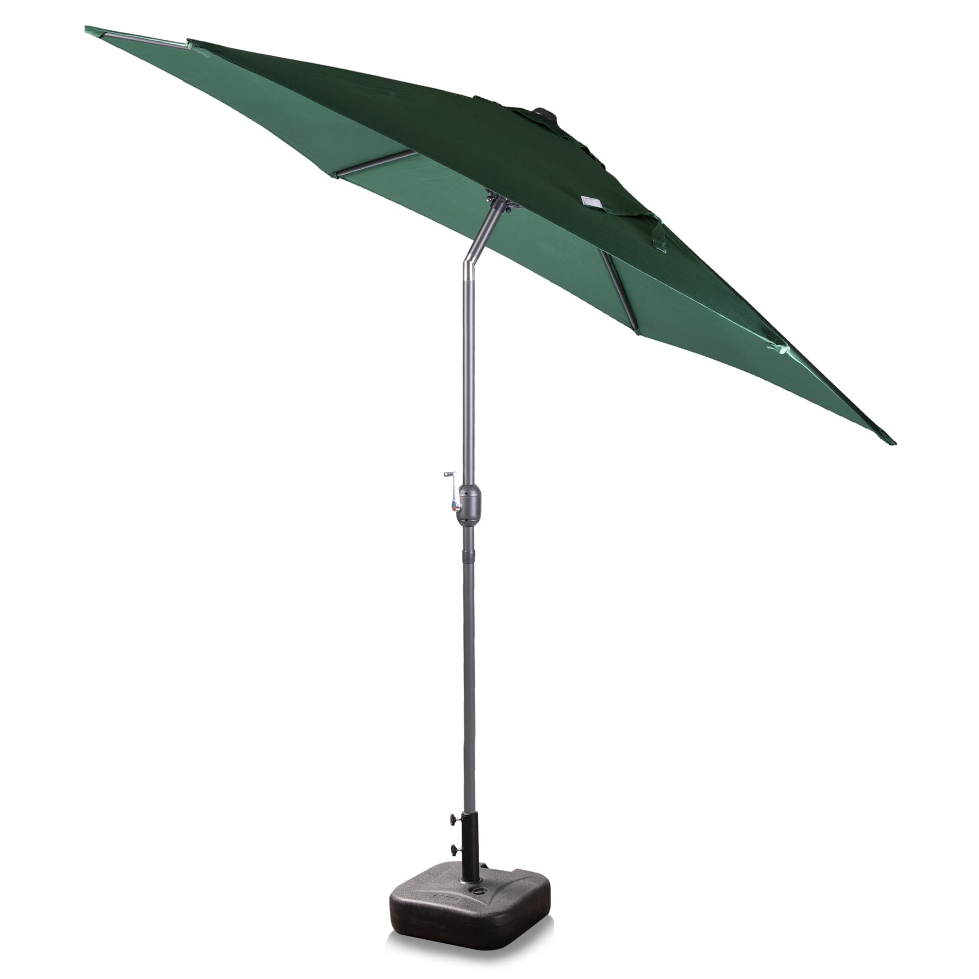 Alfresia 2.7 Metre Parasol - Round with Push Button Tilt, Outdoor Table Parasol Umbrella with Crank Handle, Garden Patio Sun Shade, Grey, Easy Assemble