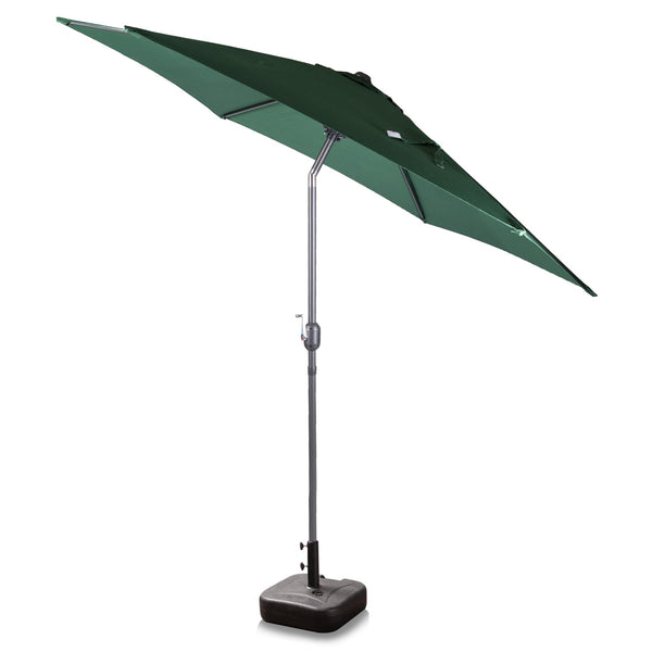 Alfresia 2.7 Metre Parasol - Round with Push Button Tilt, Outdoor Table Parasol Umbrella with Crank Handle, Garden Patio Sun Shade, Grey, Easy Assemble