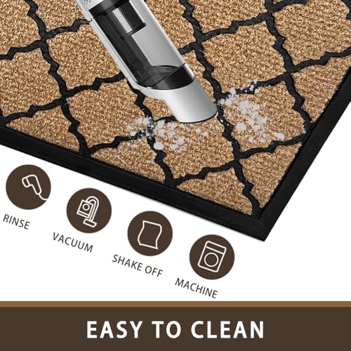 Qingbei Rina Outdoor Mats for Front Door,80x120cm Heavy Duty Front Door Mat Outside Non Slip Washable,Entrance Door Mats,Waterproof Rubber Back Door