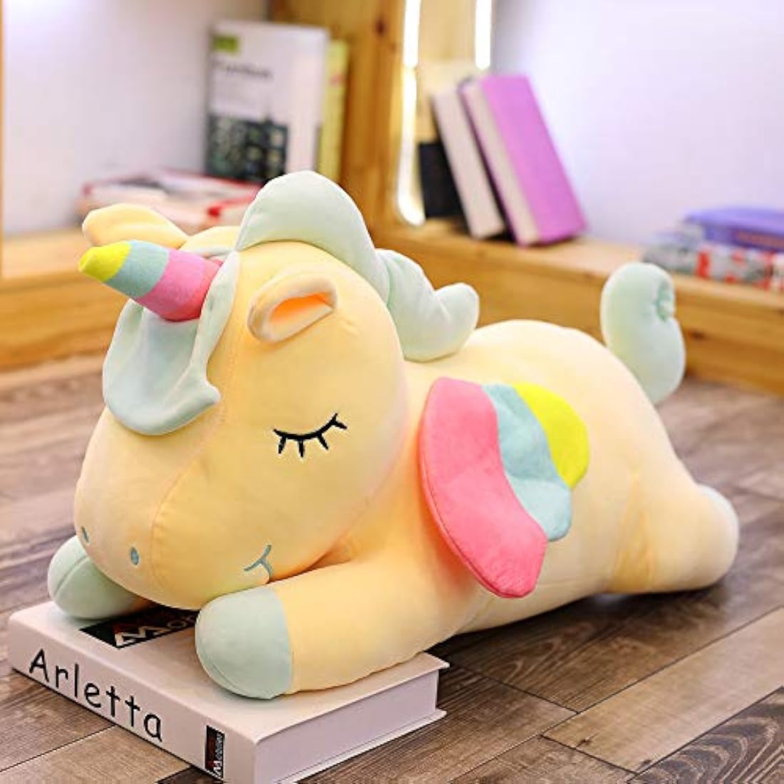 SNOWOLF Unicorn Stuffed Animal Toys Cute Soft Unicorn Plush Hugging Pillow with Rainbow Wings Kawaii Toy for Kids Girls(Yellow, 30cm/11.8Inch)