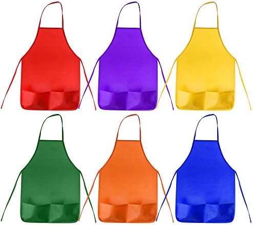 KUUQA Kids Art Apron with Two Pockets Children Painting Smocks Bulk for Craft Home Kitchen Classroom Painting Supplies