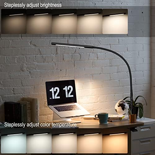 EYOCEAN Desk Lamp, LED Desk Lamp Desk Light with Flexible Gooseneck 12W Swing Arm Lamp Eye-Care Desk Light with Clamp Adjustable Color Temperature & Brightness Touch Sensitive Control Timing/Memory