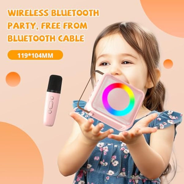 Ankuka Karaoke Toys for Kids & Adults with 1 Microphones, Portable Karaoke Machine with LED Light and Voice Changing Effects, Gifts for Age 3-18 Kids Boys Girls Families Birthday Party Home (Pink）