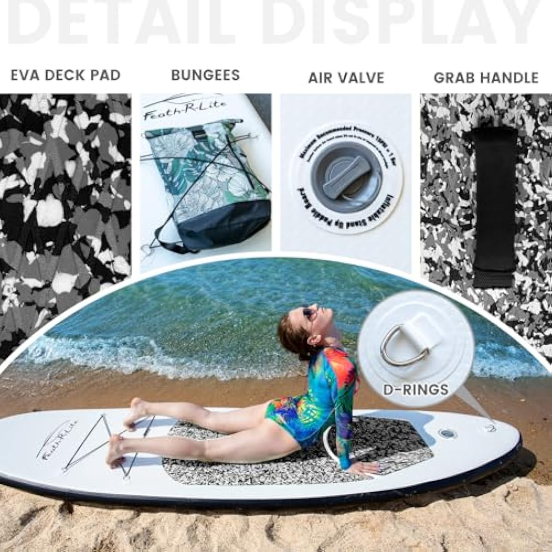 FEATH-R-LITE 10' &11' Inflatable Ultra-Light Stand Up Paddle Board for All Skill Levels Included with SUP, Adj Paddle, Pump, Backpack, Leash