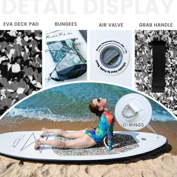 FEATH-R-LITE 10' &11' Inflatable Ultra-Light Stand Up Paddle Board for All Skill Levels Included with SUP, Adj Paddle, Pump, Backpack, Leash