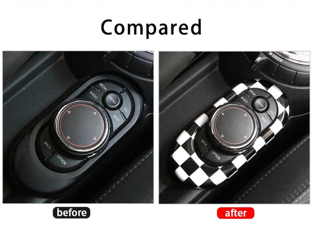 ABS Plastic Center Console Multimedia Gear Shift Panel Frame Trim Cover for Mini Cooper F55 Hardtop F56 Hatchback F57 Convertible 2014~2020 (Union Jack Gray)