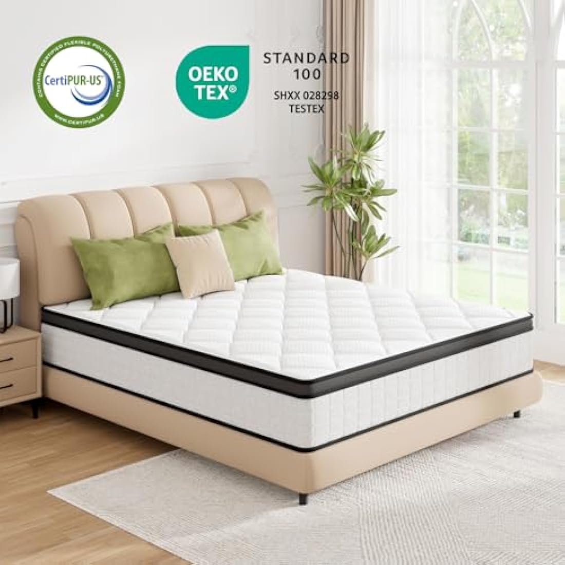 ABENE Mattress 10.6 Inch Single Memory Foam Pocket Spring Mattress 3FT, Medium Firm Hybrid 7 Zone Orthopedic, OEKO-TEX Certified Soft Fabric (90x190x27cm)