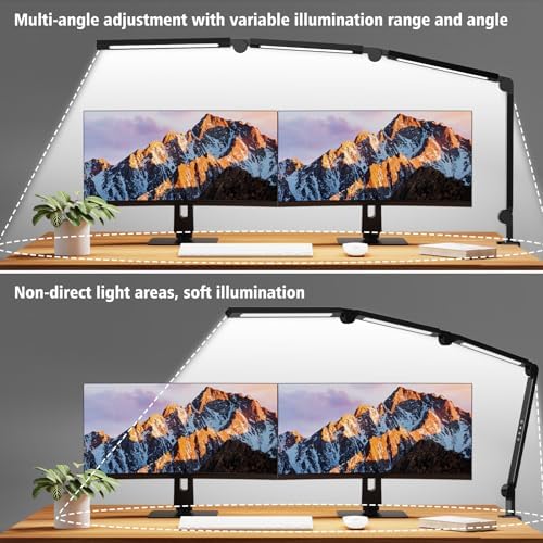 AILBTON LED Desk Lamp with Clip,Multi-Angle Flexible 4 Sections 3 Light Sources Office Desk Lamp,4 Color Temperatures and 5 Brightness Levels,Night Eye Care Table Lamp