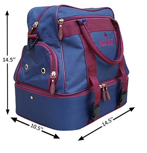 Acclaim Farne Midi Nylon Double Decker Bowlers Level Lawn Flat Green Short Mat Indoor & Outdoor Bowling Bowls Bag New 2025 Model (Navy Blue/Burgundy)
