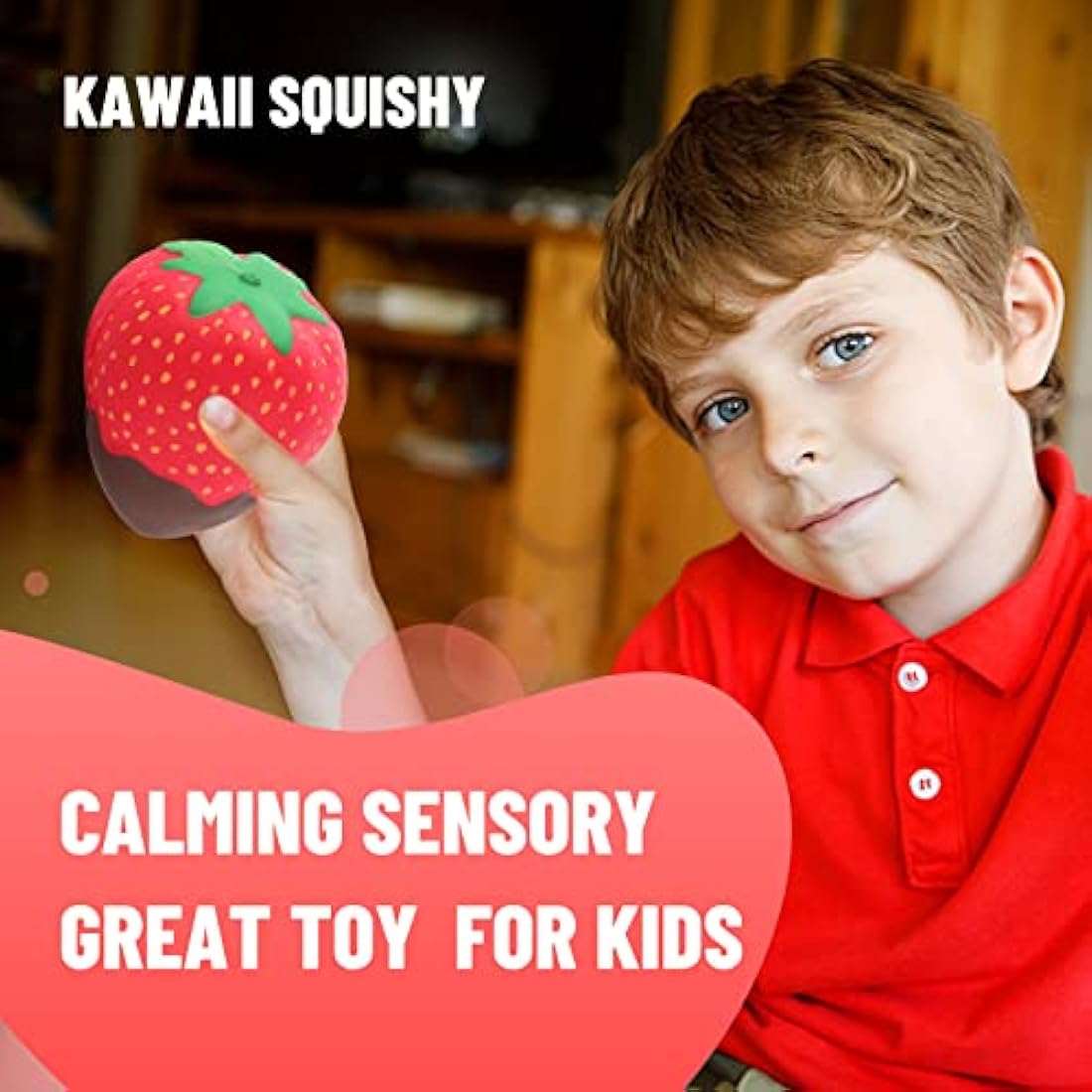 Anboor Squishy Toy Strawberry Chocolate Cream Slow Rising Kawaii Scented Soft Fruit Squishies Toys Prime 1Pcs, 9cm x 8cm x 10cm, Red, 6+