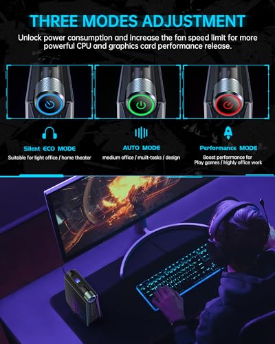 Mini Gaming PC AMD Ryzen 7 Pro 5875U(up to 4.50Ghz), 32GB DDR4(Dual Channel) 512GB NVMe SSD Mini Computers, 4K-Triple-Screen/WiFi6/BT5.2/RGB Lights/3 Modes Mini Desktop Pc for Gamer