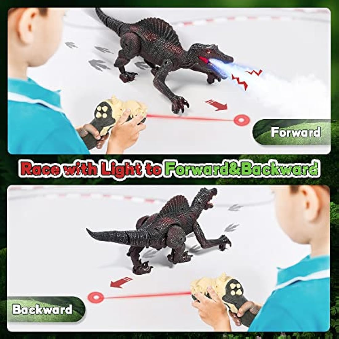 FRUSE Remote Control Dinosaur Toys for Boys,Electric RC Walking Robot Dinosaur w/Light Tracing,Spray Mist,LED Light,Roaring,Jurassic Dinosaur Toys,Present for Kids Girls Age 3 4 5 6 7 8