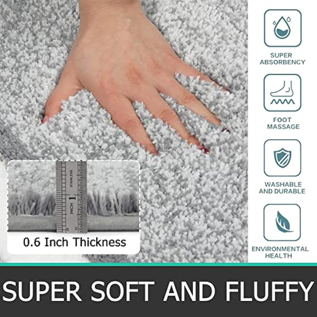 Pauwer Bath Mat Set 3 Pieces Bathroom Mat and U-Shape Toilet Mat Set Microfiber High Density Soft Water Absorbent Bath Rug Non slip Shower Rugs for Bathroom