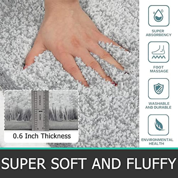 Pauwer Bath Mat Set 3 Pieces Bathroom Mat and U-Shape Toilet Mat Set Microfiber High Density Soft Water Absorbent Bath Rug Non slip Shower Rugs for Bathroom