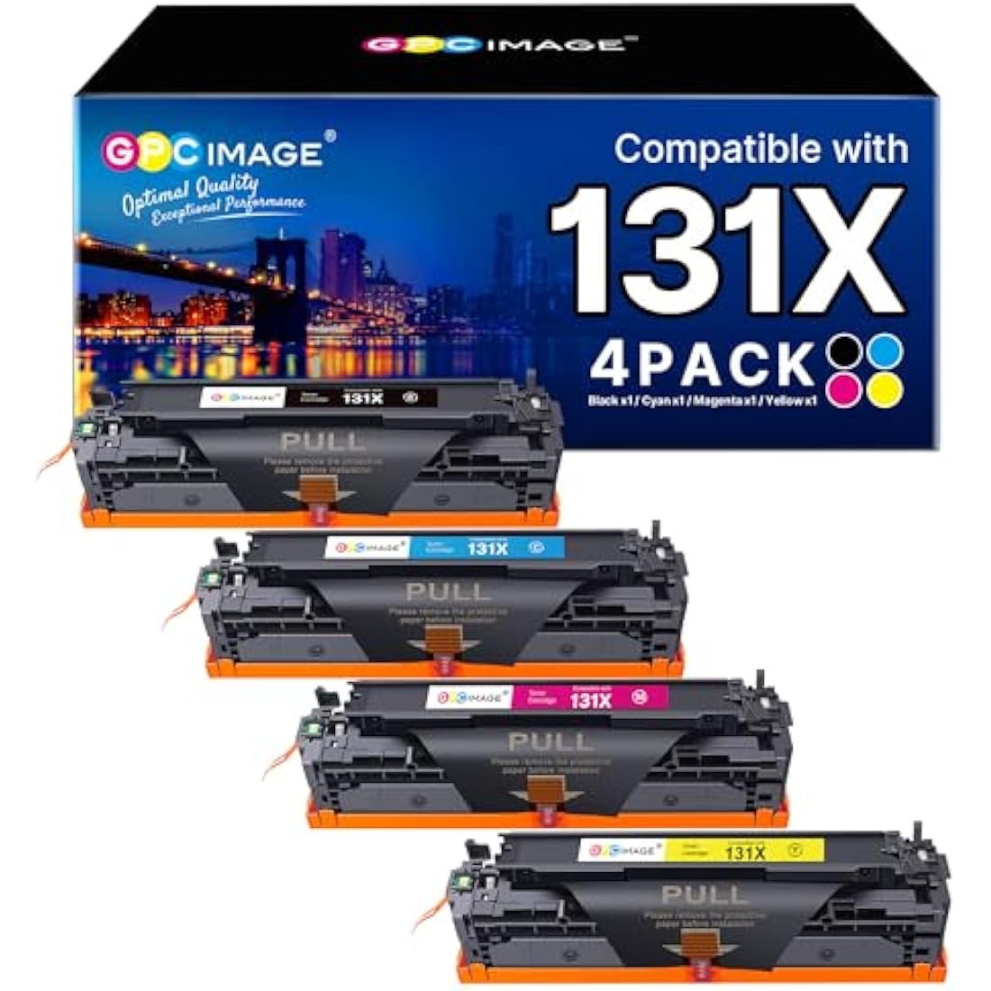 GPC Image Toner Cartridges Replacement for HP 131X 131A CF210X CF211X CF213X CF212X Compatible with LaserJet Pro 200 color M251n M251nw MFP M276n M276nw (Black Cyan Magenta Yellow,4-Pack)