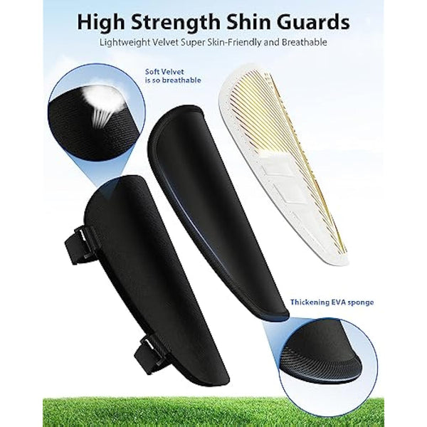 AirsFish Shin Pads Boys CE Certified Kids Football Shin Guards Breathable Non Slip Extended Adjustable Straps Lightweight Soccer Shin Pads for Boys Girls Teens Leg Calf Protective