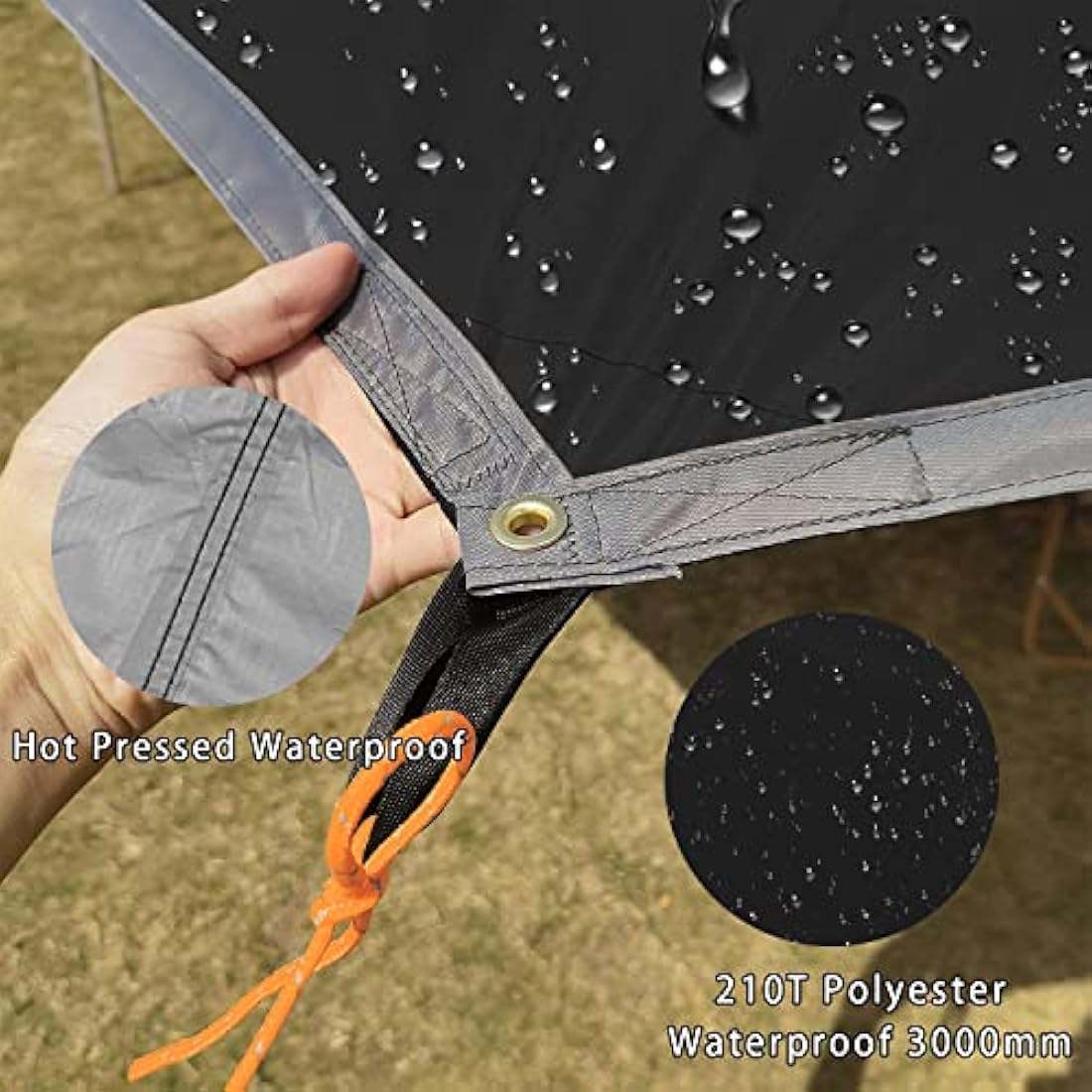 5m X 5m Large Camping Tarps Waterproof Hammock Rain Fly Multipurpose Hexagon Tarpaulin Shelter Tent Groundsheet Outdoor Tarp Awning Canopy (Without Pole)
