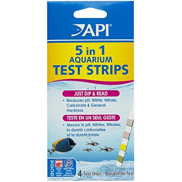API 5-IN-1 TEST STRIPS Freshwater and Saltwater Aquarium Test Strips 4-Count Box