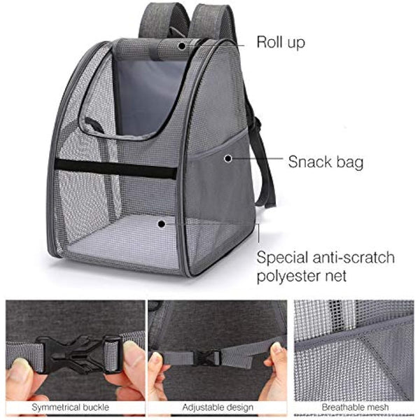 Cat Carrier Breathable Dog Carrier Backpack Lightweight Portable Pet Body Carrier Great for Carrying Puppy Cats Black
