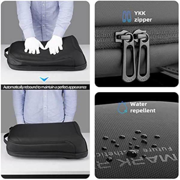 MARK RYDEN Slim Hard Shell Laptop Backpack, Lightweight Laptop Rucksack For 15.6 inch,Waterproof Business Work backpack For Men Women-Black