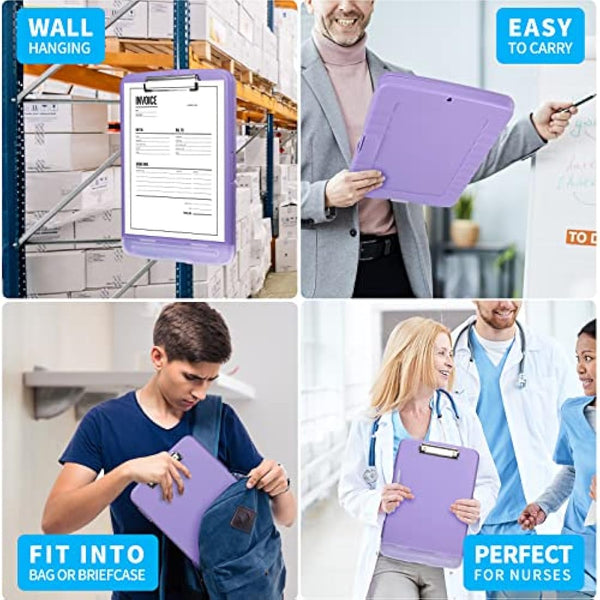 DMFLY Clipboard with Storage, Heavy Duty Clip Boards with Pen Holder, A4 Plastic Clipboards with Compartment, Holds 6+ Pencils and 200+ Sheets, Strong Clipboards with Low Profile Clip, Great for Work