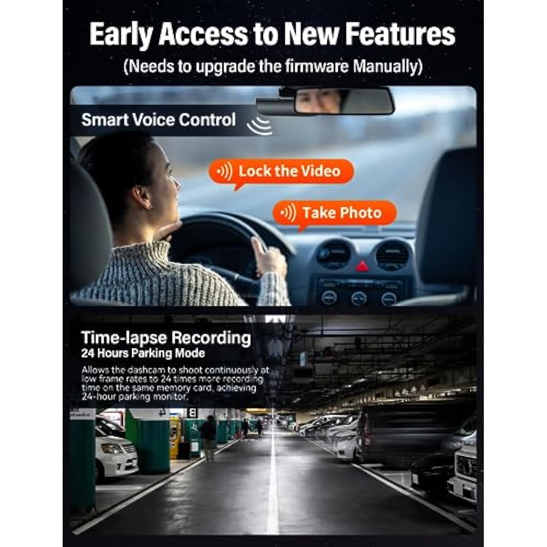 IIWEY EY02 4K Dash Cam Front and Rear Built-in 5GHz WiFi, Dual Dash Cam Front 4K Rear 1080P Car Camera, Free 64GB SD Card, Super Night Vision, App Control, Supercapacitor, Parking Mode, USB C Port