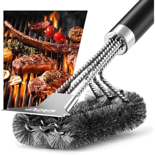 GQC BBQ Grill Cleaning Brush&Scraper – Barbecue Wire Brush for Grill– 18.3'' Stainless Grill Grate Cleaner - Safe Grill Accessories&Tools for Charcoal/Electrical/Infrared, Easier and Effective Clean