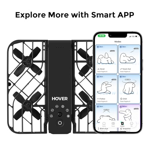 HOVERAir X1 Drone with Camera, Self-Flying Camera Drone with Follow Me Mode, Foldable Mini Drone with HDR Video Capture, Palm Takeoff, Intelligent Flight Paths, Hands-Free Control Black (Combo Plus)