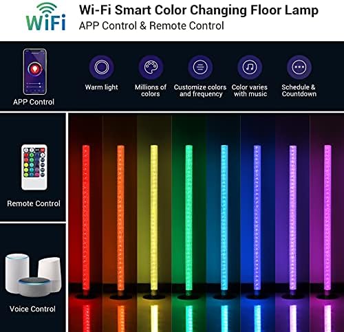 EDISHINE LED Floor Lamp, Dimmable Standing Lamp Work with Alexa Google Assistant, WiFi Smart RGB Color Changing Floor Lamps for Living Room, Bedroom, Office