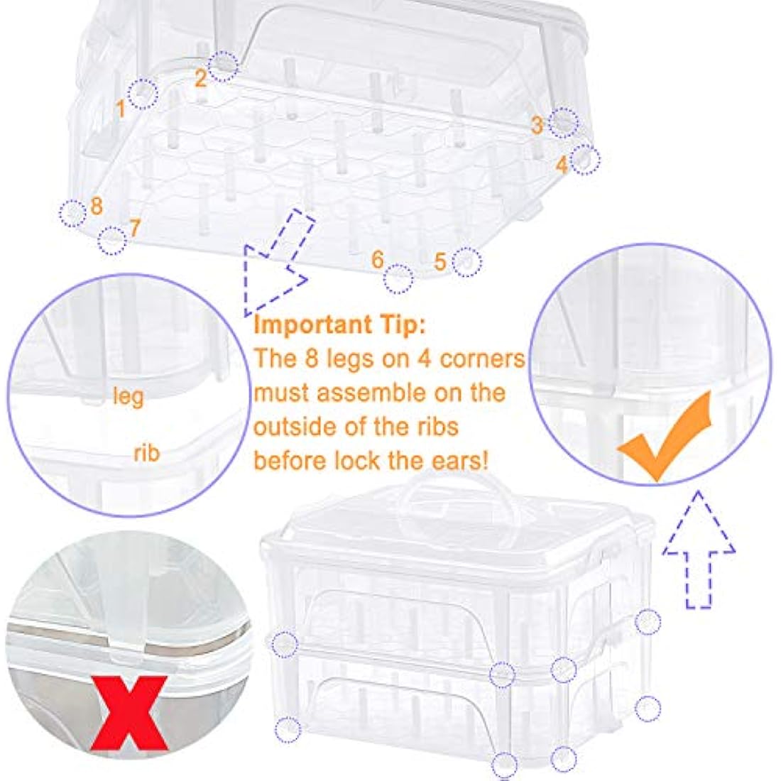 New brothread 4 Layers Stackable Clear Storage Box/Organizer for Holding 80 Spools Home Embroidery & Sewing Thread (Spool Size Requirement: Height≤5.6cm; Width≤4.3cm)