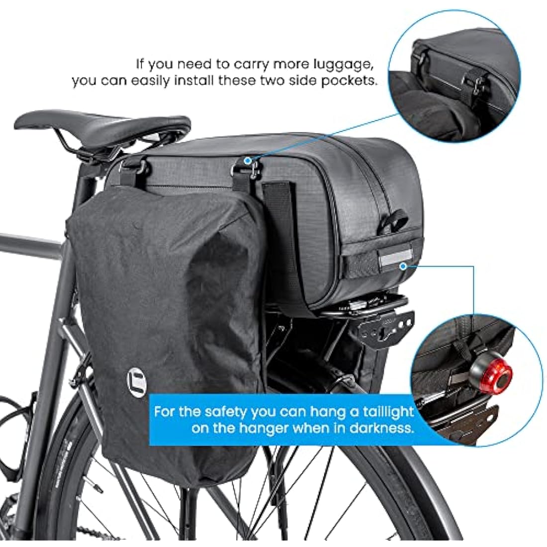 HOMPER Cycle Saddle Rear Rack Pannier Bike Bag,26 L Mountain Road MTB Trunk Shoulder Handbag,900D Waterproof Coating Fabric+pu