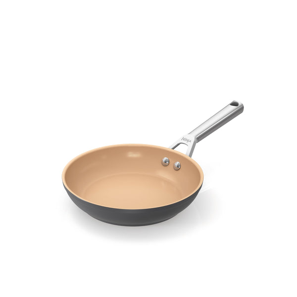 Ninja Extended Life 28cm Ceramic Frying Pan, Non-Stick (No PFAs, PFOAs, Lead or Cadmium), Induction Compatible, Stainless Steel Handle, Oven Safe to 285°C, Grey & Terracotta, CW90028EUUKDB