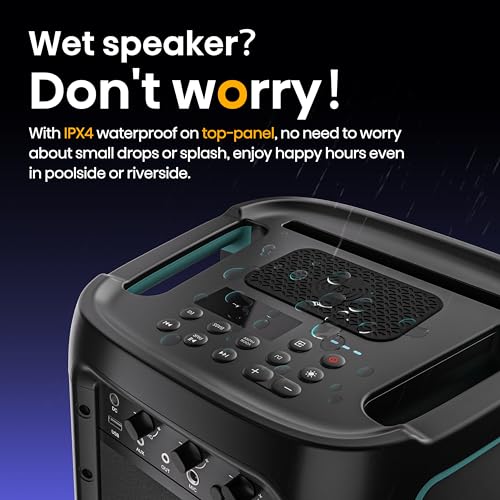 Hisense PARTY STORM, 300W Max Audio Power,15 Hrs long playtime,Karaoke Mode,Lighting effects, Wireless charge the phone, IPX4 Waterproof, Bluetooth 5.0