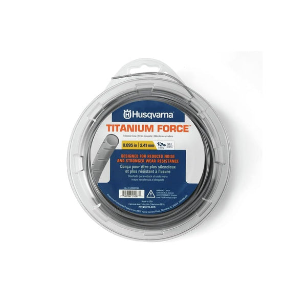 Husqvarna string trimmer line .095-Inch 840ft spool Titanium Force High efficiency Long life Faster acceleration 800 ft. x 0.095" Grey