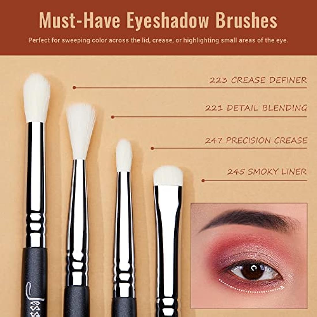 Jessup Eyeshadow Brush Set 11pcs Professional Eye Makeup Brushes Set for Eye Shadow Blending Shader Crease, Black T340