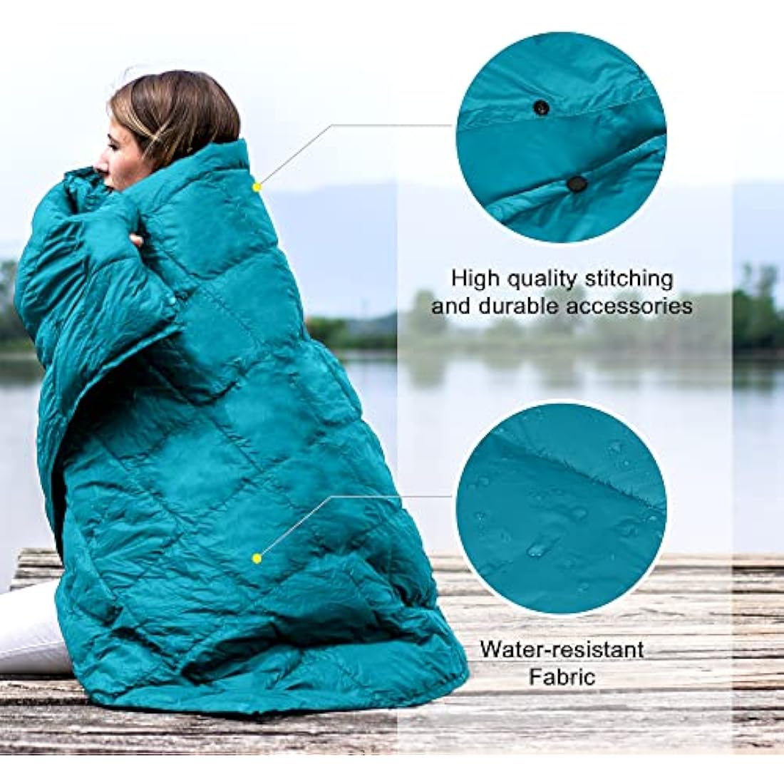 4Monster Camping Blanket Packable, Camping Quilt, Insulated Blanket Hammock Quilt, Camping Blanket for Cold Weather, Picnic, Hiking, Airplane, Travel, Beach, Stadium, Outdoor Gear, Black, L