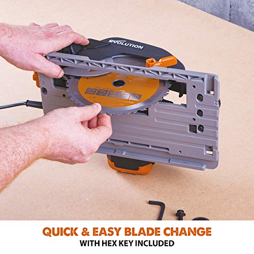 Evolution Power Tools R185CCSX Circular Saw With 1020 mm 3-Piece Track | Multi-Material Blade, Cuts Wood, Metal, Plastic & More | Incl Dust Port Adapter | 185mm (230v)