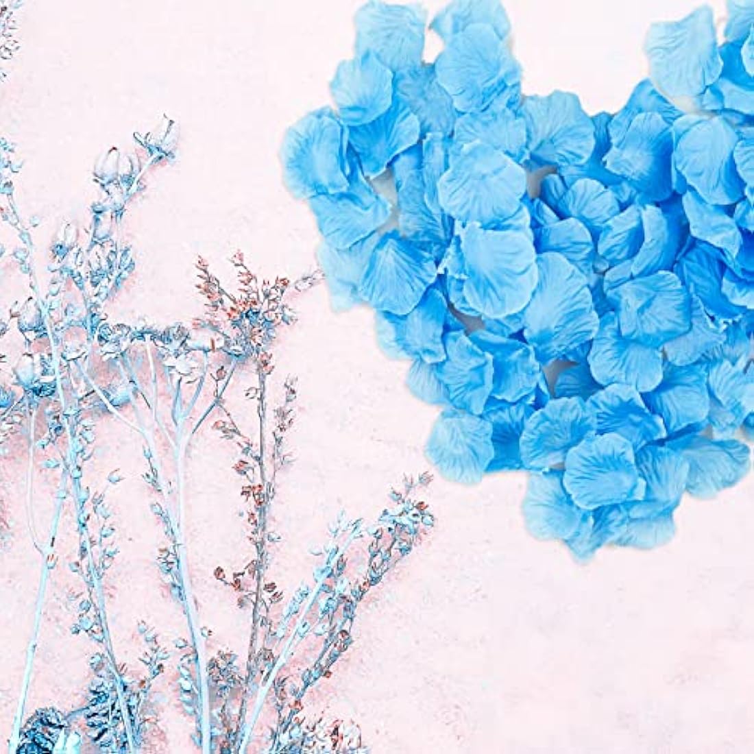 1000 Pcs Rose Petals Artificial Silk Flowers Petals No-Taste Artificial Roses for Wedding Decoration Confetti Table Valentine's Day Party Fake Roses Petals (Light Blue)