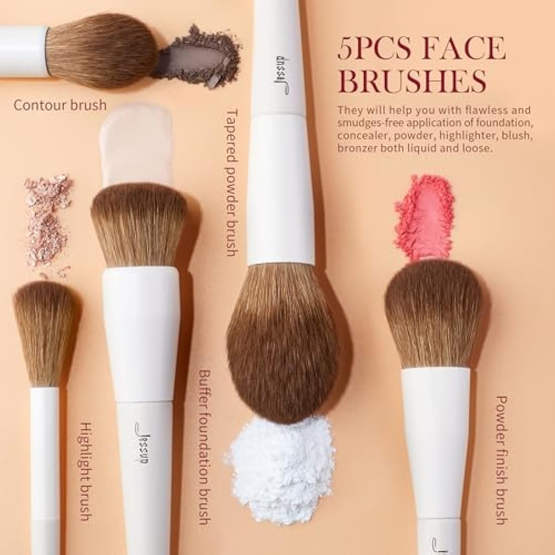 Jessup Makeup Brushes 14Pcs Makeup Brush Set Premium Synthetic Powder Foundation Contour Blush Concealer Eye Shadow Blending Liner Make Up Brush Kit Light Grey with Gift Box, T329-G