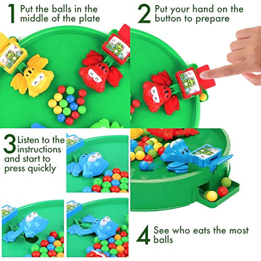 EPHIIONIY Bambiya Hungry Frogs Family Board Game – Intense Game of Quick Reflexes – 4 Player Classic Board Games Fun, Includes All Pieces Needed to Play – Frog Toy for Kids 3 Years and Older
