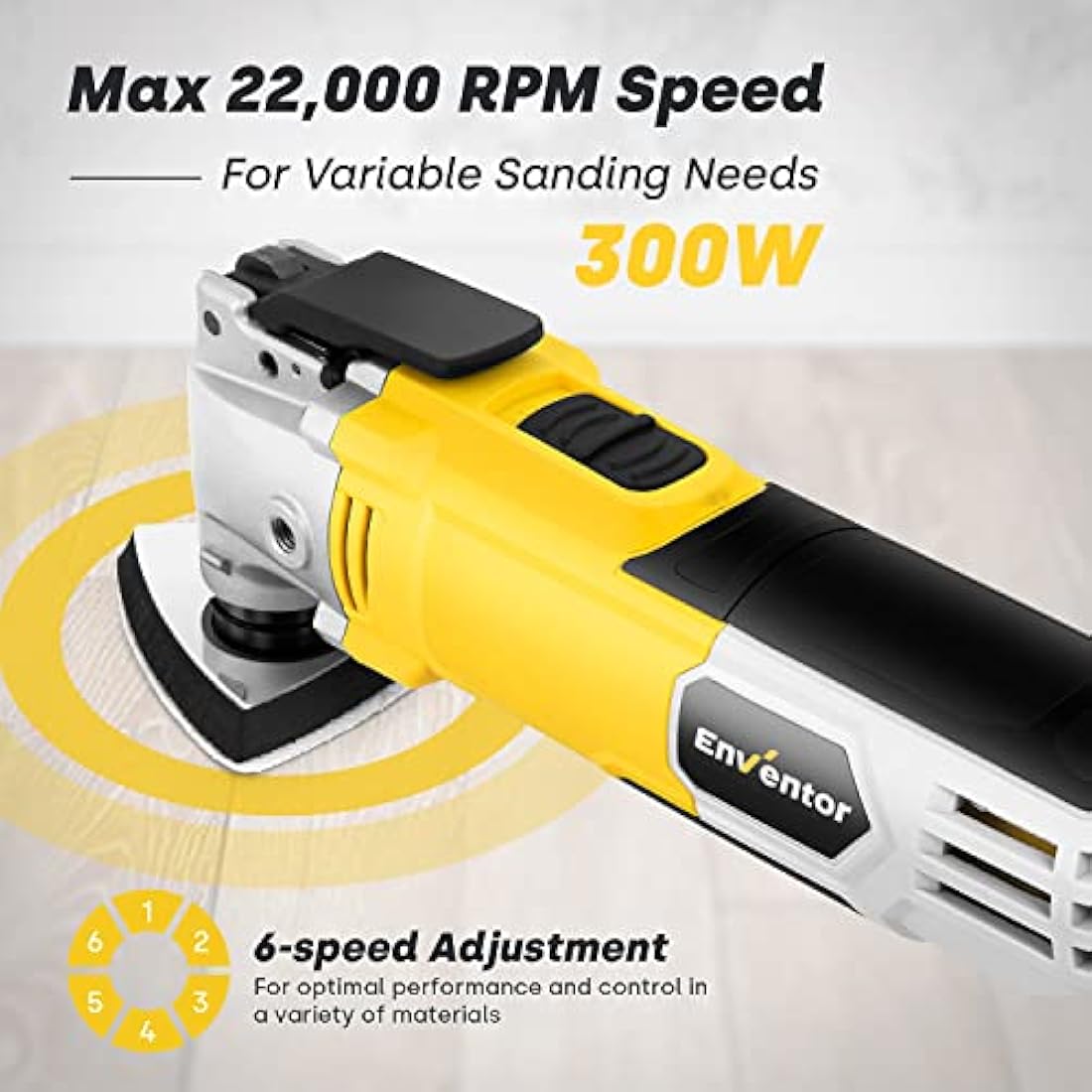 Enventor Oscillating Multi Tools, 300W 15000-22000 OPM Electric Corded Multi Tool, 6 Variable Speeds, 3°Oscillation Angle, Quick-fit Blade Design, with 28pcs Accessories for Cutting, Sanding, Scraping