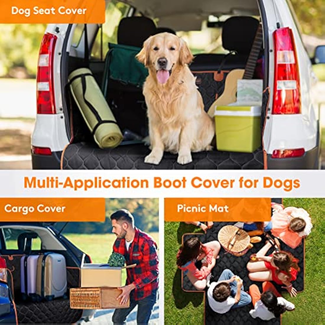 JOEJOY Car Boot Protector, Nonslip Waterproof Dog Car Seat Cover with Enduring Antifouling Liner, Side Protection and Easy to Clean, Boot Protector Blanket for Truck, SUV