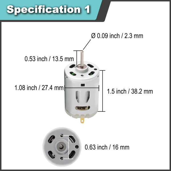 2 Pcs 545 Micro Motor DC 3.7-7.4 V 23500 RPM Long Shaft High Torque Gear RC Power Wheel Mini/Small Motor with Spring Wire, for RC Toy Car/Robot/Mini Fan/Electric Drill/UAV/DIY/Test