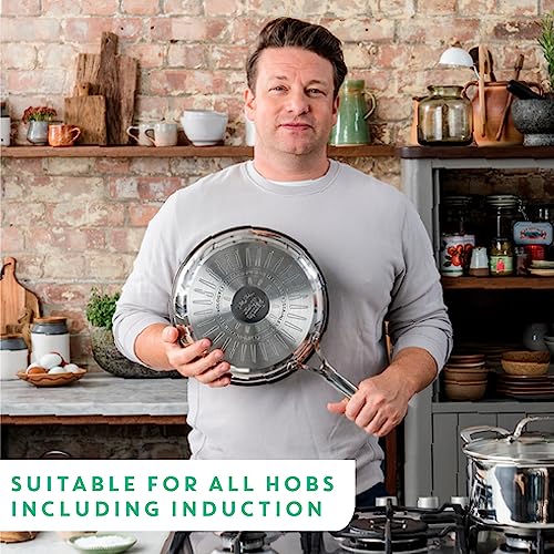 Jamie Oliver by Tefal Cook's Direct, Stainless Steel, Non-Stick Frying Pan 28 cm, Induction Compatible, 10-Year Guarantee, Oven Safe